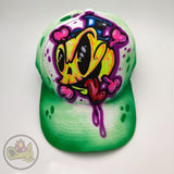 Incredible hand painted comic skull hat