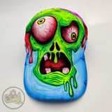 Hand painted cap, neon colors urban style,