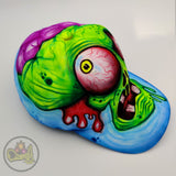 Hand painted cap, neon colors urban style,