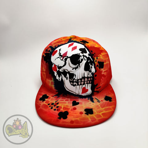 Poker skull cap hand painted cap