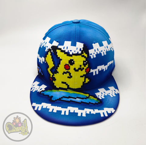 Custom hat, hand painted, snapback style, anime style, flat brim cap